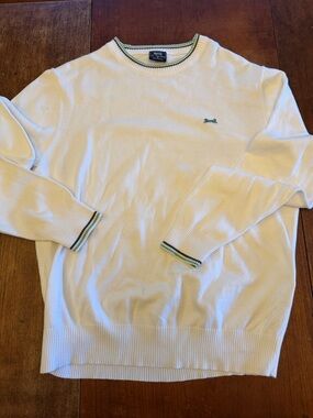 Vintage Le Tigre Men's White Crewneck Sweater Preppy Summer Yacht